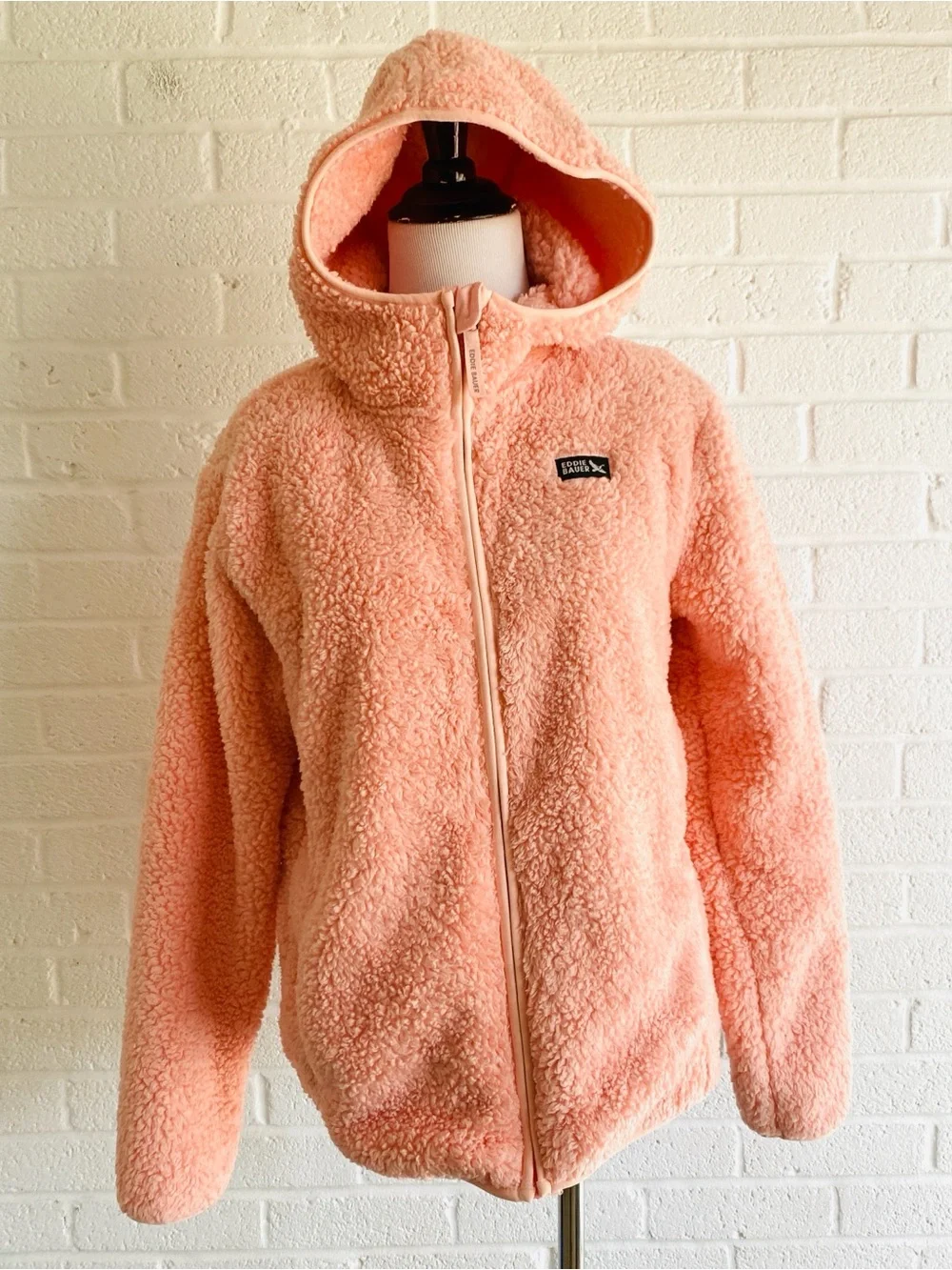 Eddie Bauer Youth Kid's High Pile Plush Sherpa Cozy Hooded  Jacket Pink Large